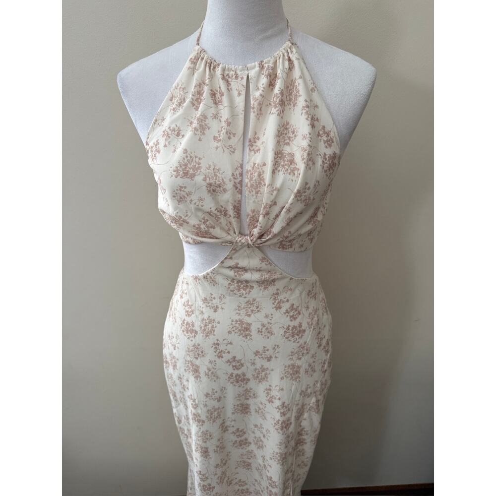 Fortunate One Cream and Tan Midi Dress - Picture 2 of 9